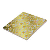 azian, geel, wit, bloem, helder, goud, floraal tegeltje (Zijkant)