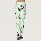 Aziatisch Abstract zwart op groen design Leggings (Achterkant)