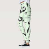 Aziatisch Abstract zwart op groen design Leggings (Links)
