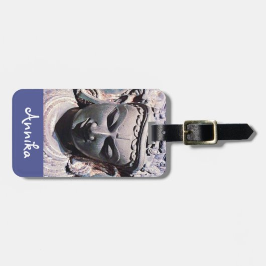 Aziatisch Antiek Gesneden Gezichtsbeeld Foto Aange Bagagelabel (Voorkant horizontaal)