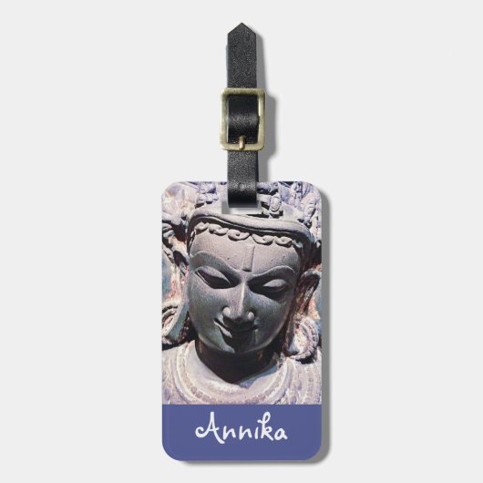 Aziatisch Antiek Gesneden Gezichtsbeeld Foto Aange Bagagelabel