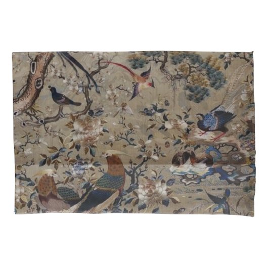 Aziatisch, antiek, zijde, schilderij, natuur, voge kussensloop (Voorkant)