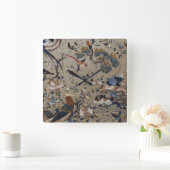 Aziatisch, antiek, zijde, schilderij, natuur, voge vierkante klok (Huis)