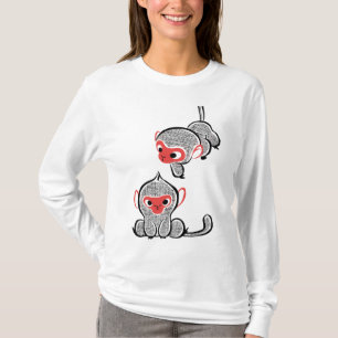 Aziatisch apen duo: zittend en klimmend t-shirt