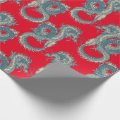  Aziatisch blauw dragon Gift Wrapping Paper Cadeaupapier (Hoek)