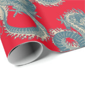  Aziatisch blauw dragon Gift Wrapping Paper Cadeaupapier (Rol Hoek)