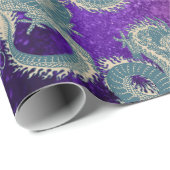 Aziatisch blauw dragon Gift Wrapping Paper Cadeaupapier (Rol Hoek)