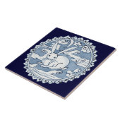 Aziatisch blauw konijn in het oude assortiment tegeltje (Zijkant)