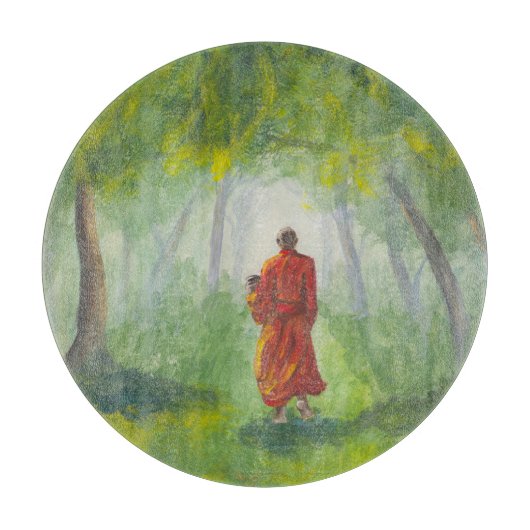 Aziatisch bos, acryl monnik schilderij. snijplank (Voorkant)