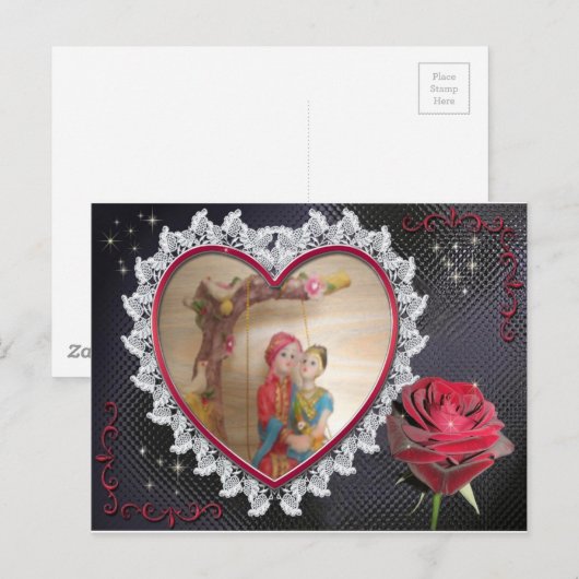 Aziatisch bruidspaar op Heart Swing Art Print Briefkaart (Voorkant / Achterkant)