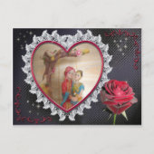 Aziatisch bruidspaar op Heart Swing Art Print Briefkaart (Voorkant)