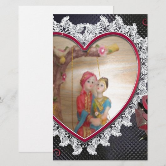 Aziatisch bruidspaar op Heart Swing Art Print Briefpapier (Voorkant / Achterkant)