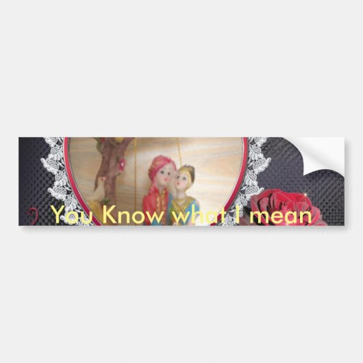 Aziatisch bruidspaar op Heart Swing Art Print Bumpersticker (Voorkant)