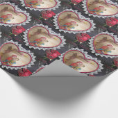 Aziatisch bruidspaar op Heart Swing Art Print Cadeaupapier (Hoek)