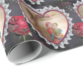 Aziatisch bruidspaar op Heart Swing Art Print Cadeaupapier (Rol Hoek)