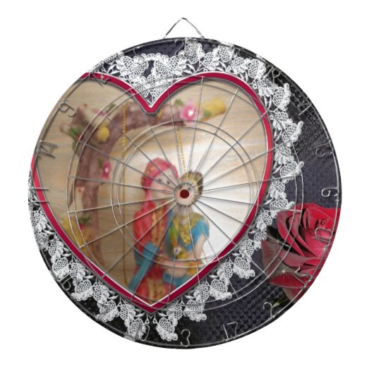 Aziatisch bruidspaar op Heart Swing Art Print Dartbord (Voorkant)