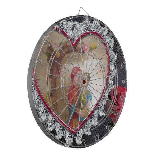 Aziatisch bruidspaar op Heart Swing Art Print Dartbord (Voorkant Links)