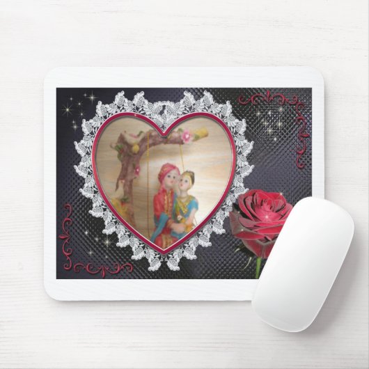 Aziatisch bruidspaar op Heart Swing Art Print Muismat (Met muis)