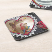 Aziatisch bruidspaar op Heart Swing Art Print Onderzetter (Linkerzijde)