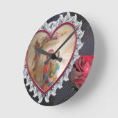 Aziatisch bruidspaar op Heart Swing Art Print Ronde Klok (Hoek)
