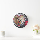 Aziatisch bruidspaar op Heart Swing Art Print Ronde Klok (Huis)