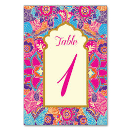 Aziatisch - Bruiloft - Henna - Mehndi - Tafelnumme Kaart