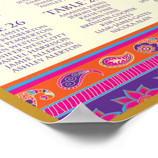 Aziatisch - bruiloft - Henna - Tafelzetplan Poster (Hoek)