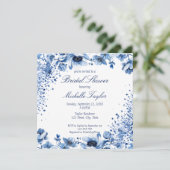 Aziatisch Chinees Lichtblauw Bloemen Bridgerton Kaart (Staand voorkant)
