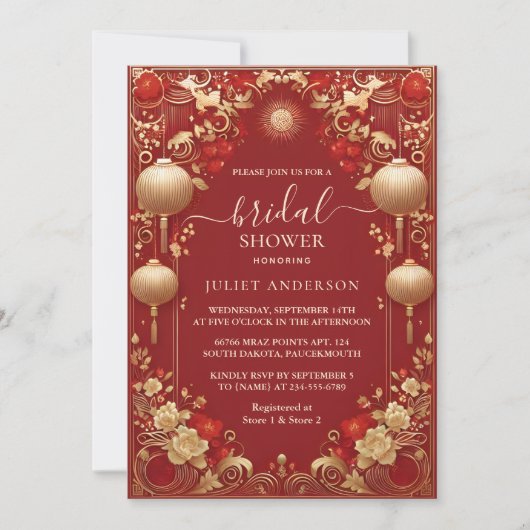 Aziatisch Chinees tweetalig hei vet Vrijgezellenfe Kaart (Voorkant)