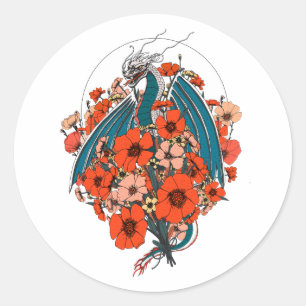 Aziatisch Draak Logo Ronde Sticker
