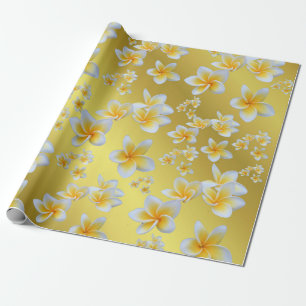 Aziatisch, geel, wit, bloei, helder, goud, bloem cadeaupapier