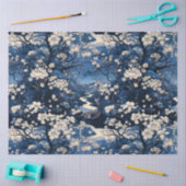  Aziatisch Geïnspireerd Donkerblauw & Wit Bloemen Tissuepapier (Craft)