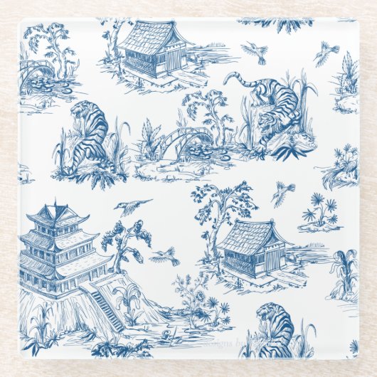 Aziatisch geïnspireerd glazen onderzetter (Voorkant)