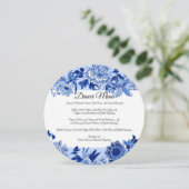 Aziatisch geïnspireerd hemelsblauw bloemig dinerme kaart (Staand voorkant)