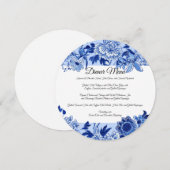Aziatisch geïnspireerd hemelsblauw bloemig dinerme kaart (Voorkant / Achterkant)