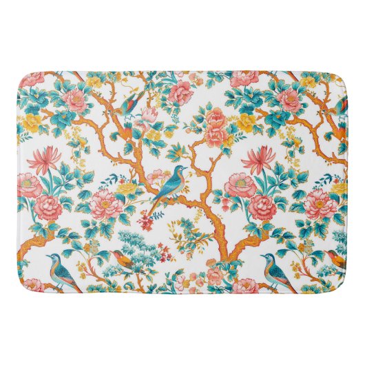 Aziatisch geïnspireerde patronen, kleurrijke bloem badmat (Voorkant)