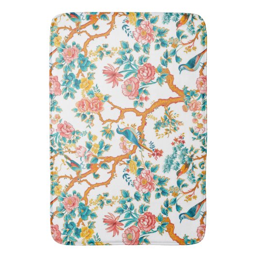 Aziatisch geïnspireerde patronen, kleurrijke bloem badmat (Voorkant Verticaal)