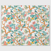 Aziatisch geïnspireerde patronen, kleurrijke bloem cadeaupapier (Vlak)