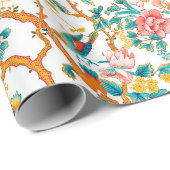 Aziatisch geïnspireerde patronen, kleurrijke bloem cadeaupapier (Rol Hoek)