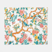 Aziatisch geïnspireerde patronen, kleurrijke bloem fleece deken (Voorkant (Horizontaal))