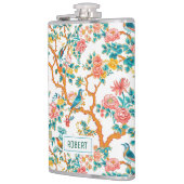 Aziatisch geïnspireerde patronen, kleurrijke bloem heupfles (Links)