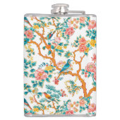 Aziatisch geïnspireerde patronen, kleurrijke bloem heupfles (Achterkant)