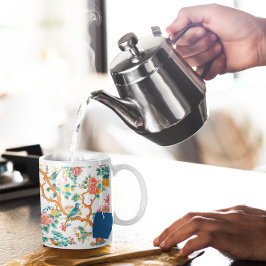 Aziatisch geïnspireerde patronen, kleurrijke bloem koffiemok