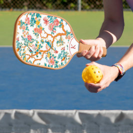 Aziatisch geïnspireerde patronen, kleurrijke bloem pickleball paddle