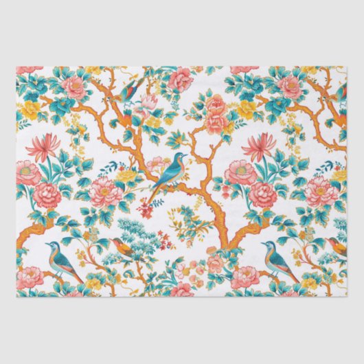 Aziatisch geïnspireerde patronen, kleurrijke bloem tissuepapier (Voorkant)