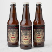Aziatisch Gestreepte Tijger Fierce Kijkend Gezicht Bier Etiket (Flessen)