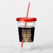 Aziatisch Gestreepte Tijger Hoofd Fierce Gezicht R Acryl Drinkbeker (Achterkant)
