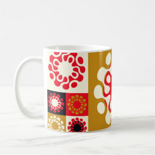 Aziatisch goud rood mozaïek, etnische stijl. koffiemok