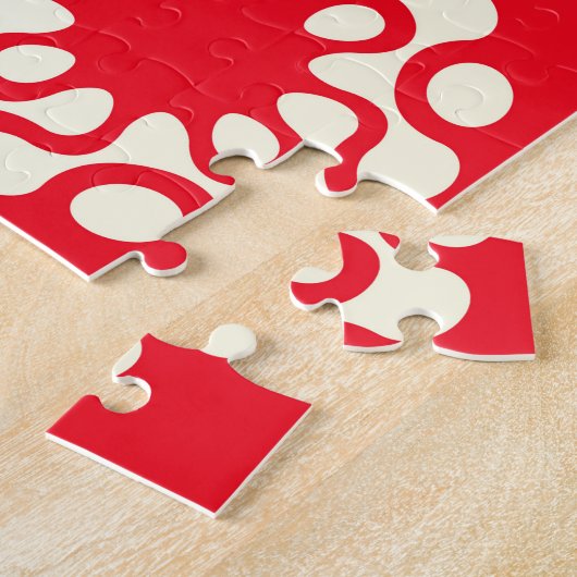 Aziatisch goud rood mozaïek, etnische stijl. legpuzzel (Zijkant)