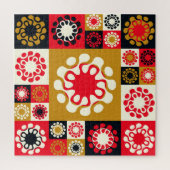 Aziatisch goud rood mozaïek, etnische stijl. legpuzzel (Verticaal)